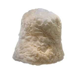 Coldwater Creek Womens Winter Fuzzy Faux Fur Bucket Hat Cream One Size